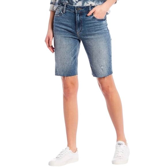 KUT FROM THE KLOTH SOPHIE HIGH RISE BERMUDA SHORTS MEDIUM WASH NWT WOMEN'S 0 - Picture 1 of 15
